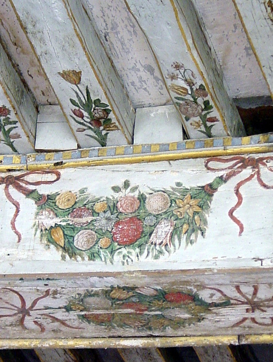 (dettaglio) di travi dipinte (legno dipinto) da School French