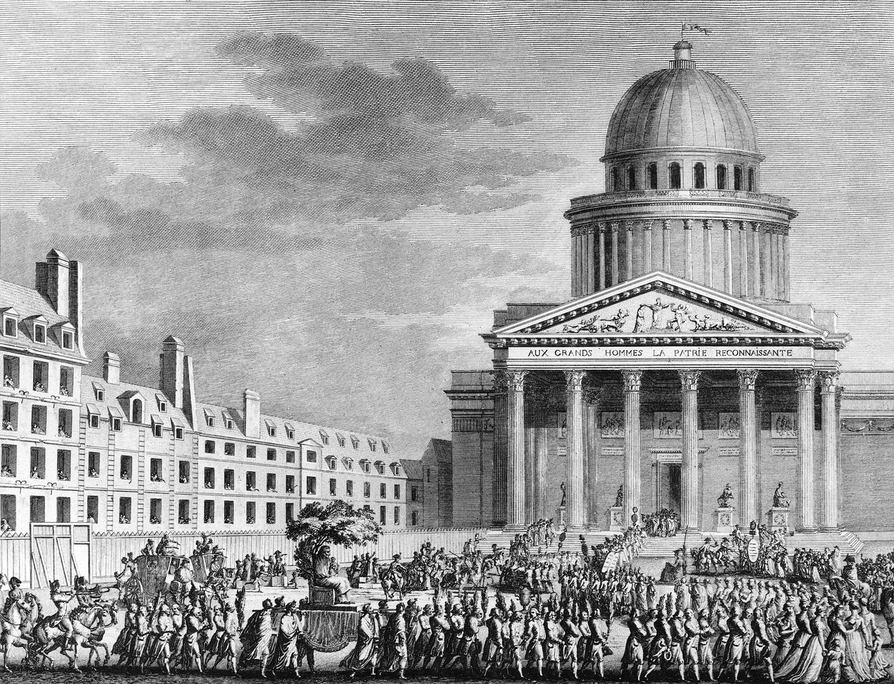 Rivoluzione Francese: Apoteosi di Jean Jacques Rousseau (1712-1778), la sua traslazione al Pantheon l