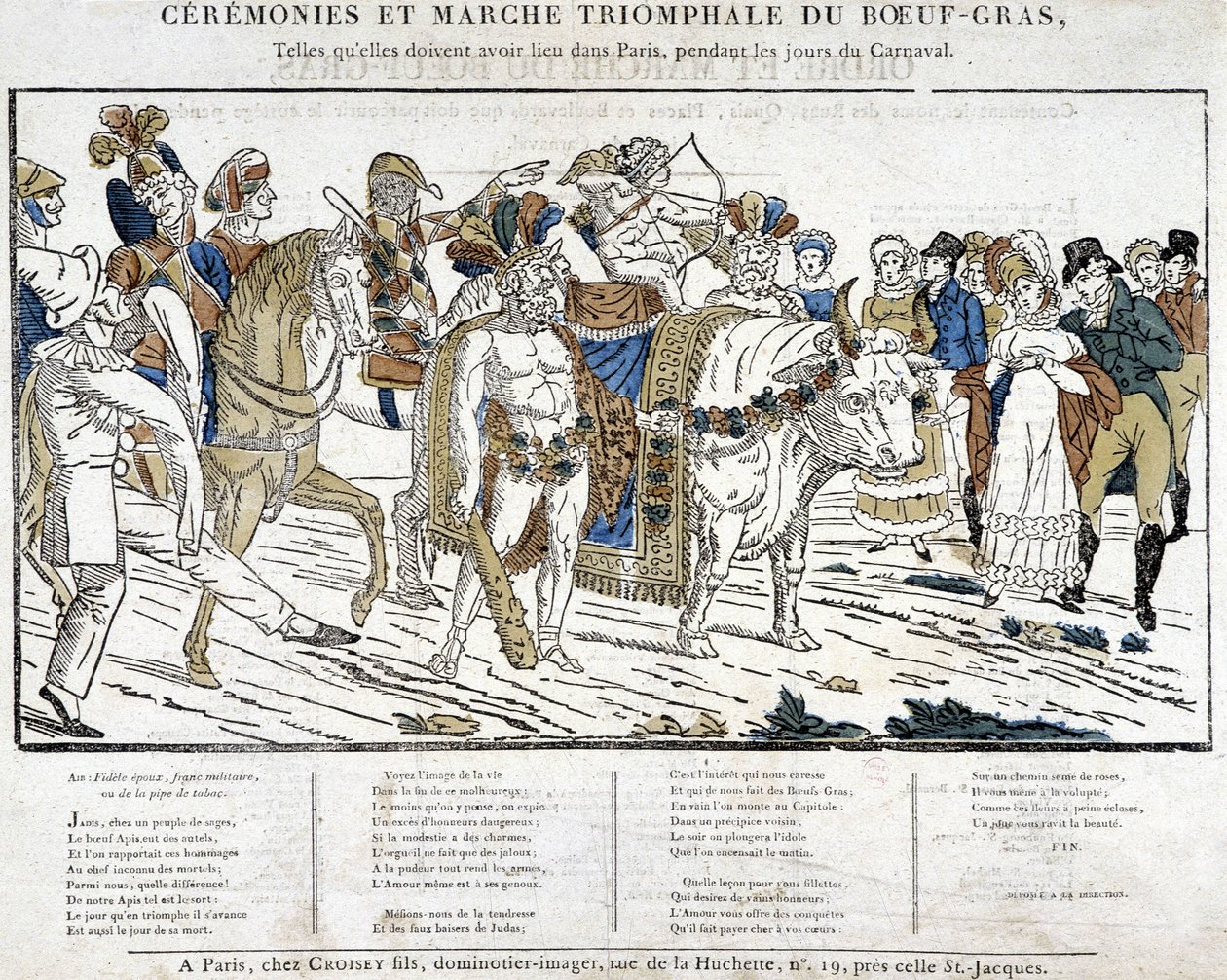 Cerimonia del manzo grasso durante il carnevale a Parigi da School French