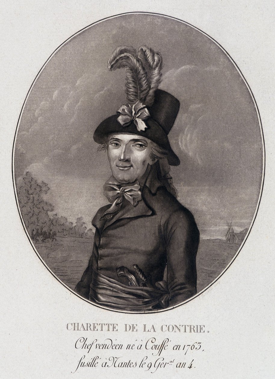 Ritratto medaglione di François Athanase (François-Athanase) Charette de la Contrie, capo vandeano da School French
