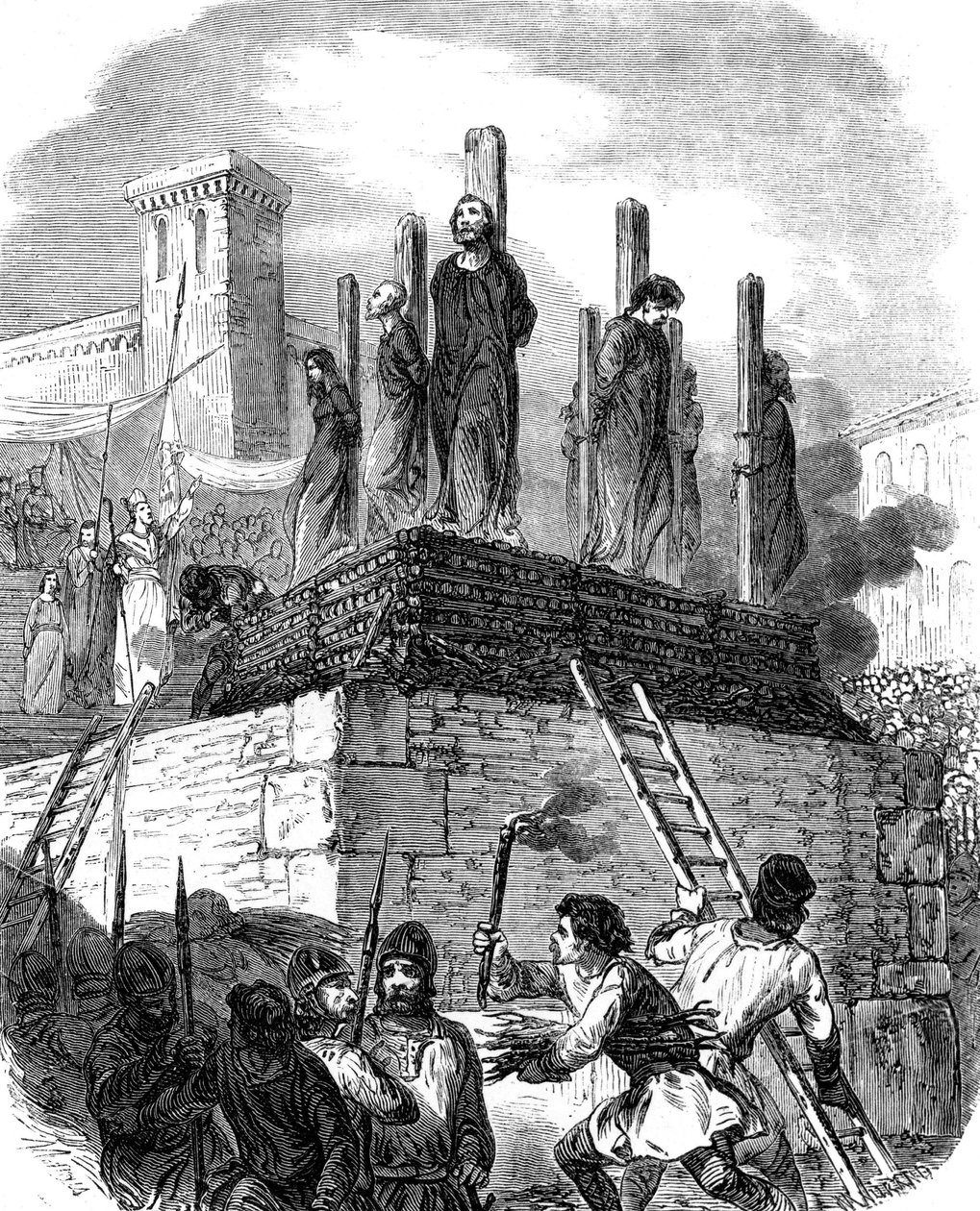 La crociata degli Albigesi (incisione) da School French