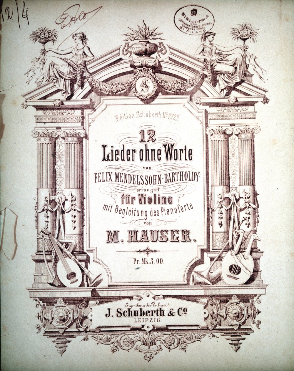 12 Lieder senza parole accompagnati al pianoforte, di Felix Mendelssohn da School German