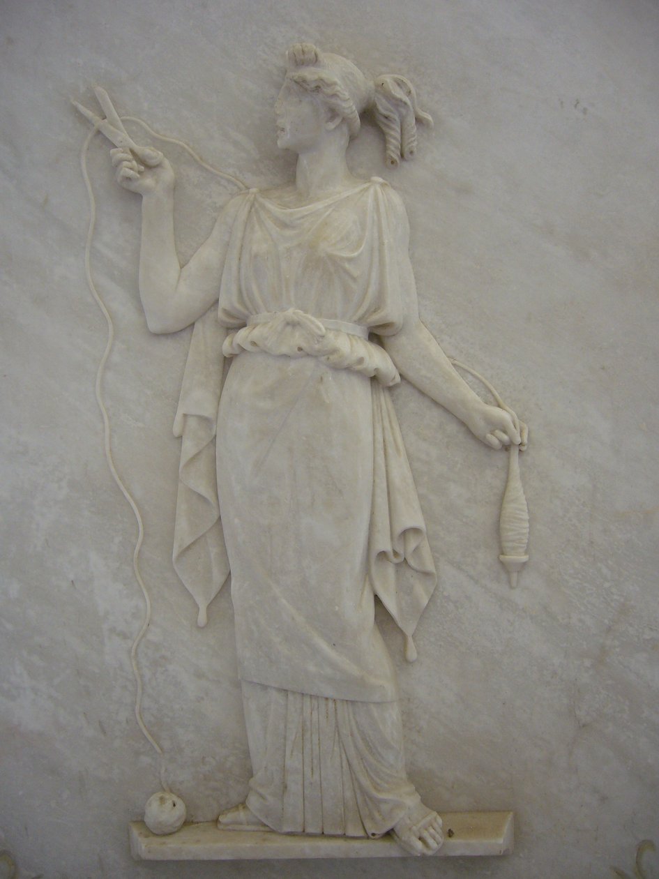 Bassorilievo di Atropo che taglia il filo della vita (marmo) da School Greek