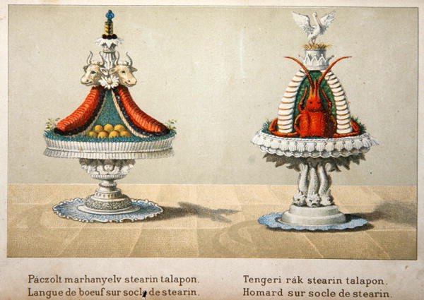 Design per la presentazione della lingua di bue su un letto di stearina e per l