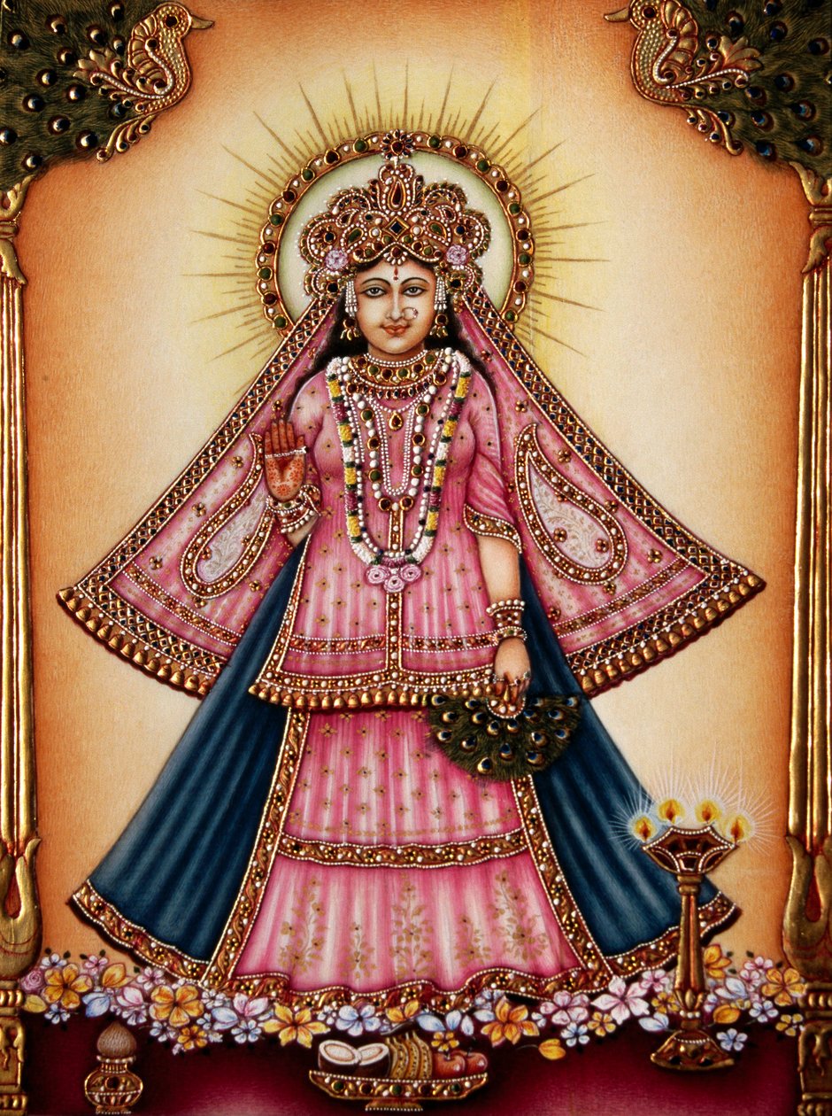 Dea Radha Miniatura su Avorio da School Indian