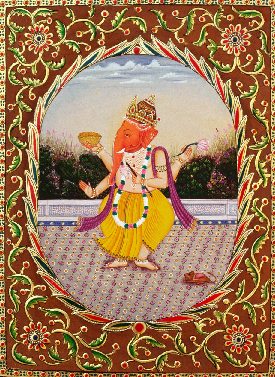 Signore Ganesha Ganpati con Ricamo da School Indian