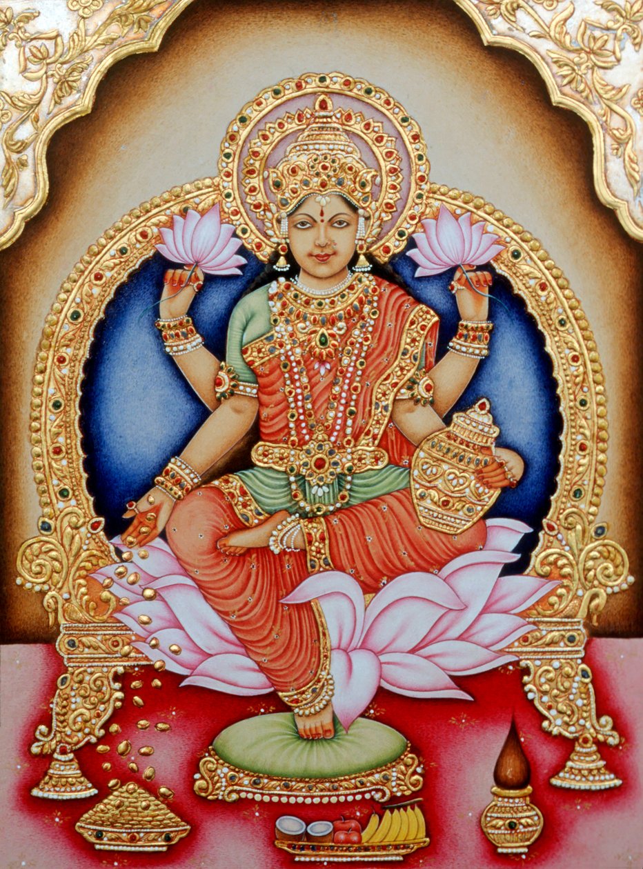 Miniatura della dea Laxmi, India da School Indian