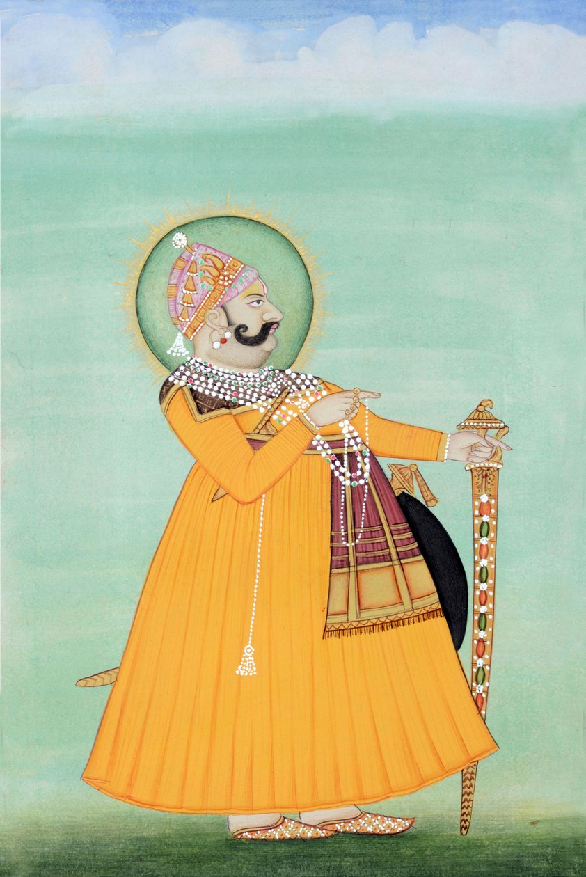 Miniatura del Maharaja Sawai Madho Singh, Jaipur da School Indian