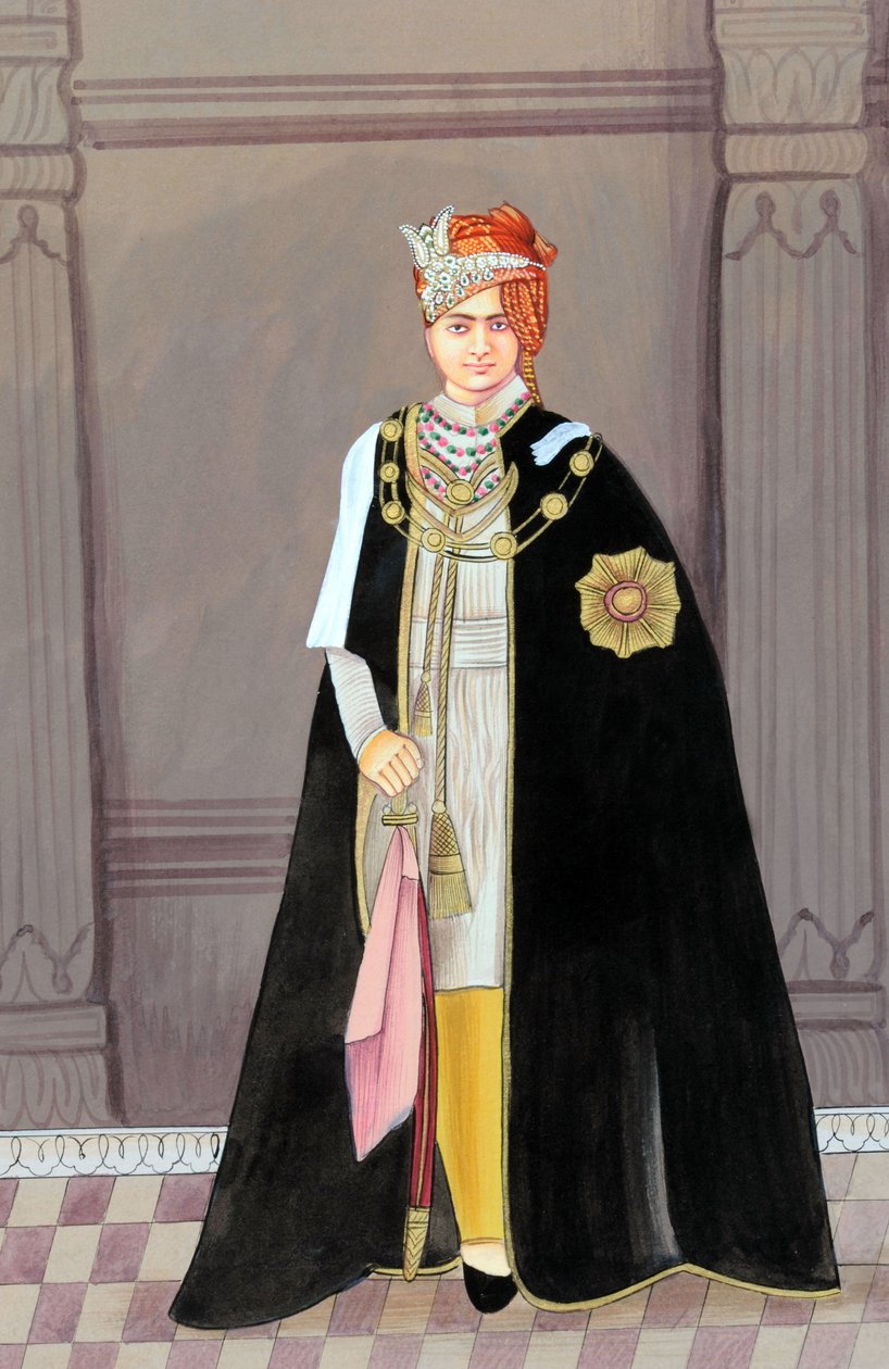 Miniatura del Maharaja Sawai Man Singh Secondo, Jaipur da School Indian