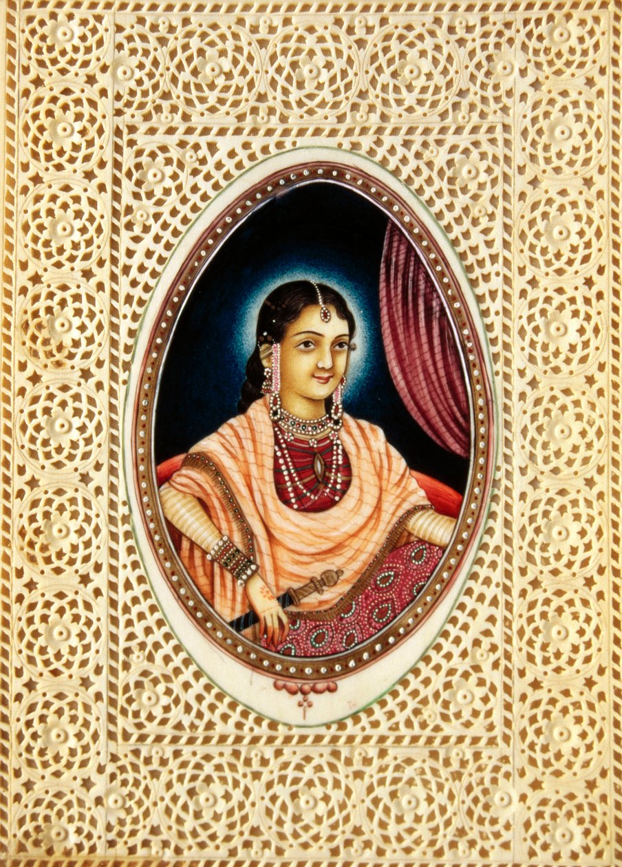 Miniatura dipinta su avorio di Mumtaz Mahal da School Indian