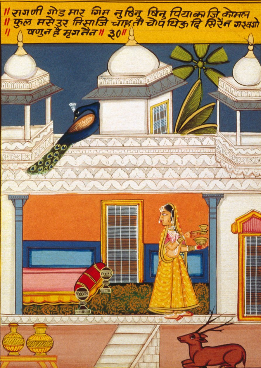 Miniatura su carta, Ragini God Mar, Scuola di Nathdwara da School Indian