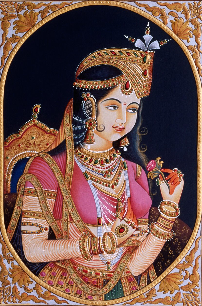 Miniatura su carta della principessa Mumtaz Mahal, moglie dell