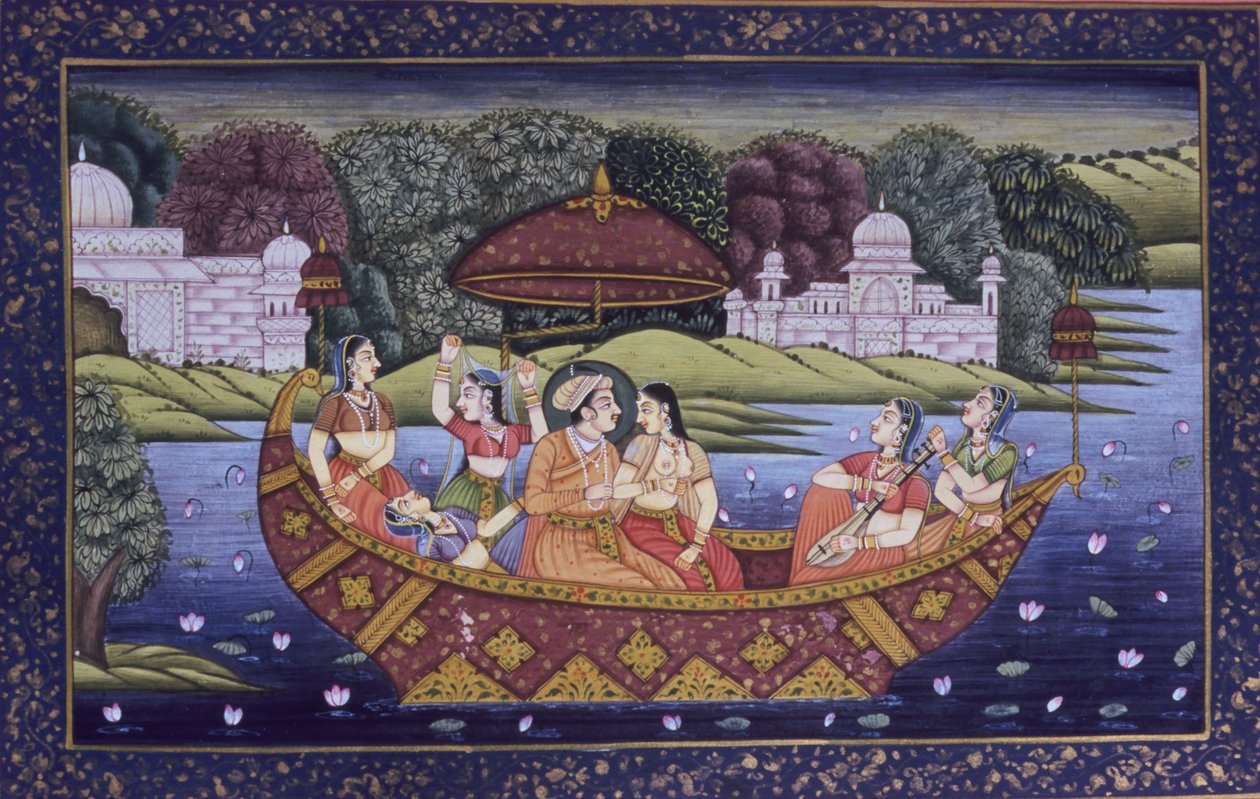 Miniatura Mughal su carta, scena d
