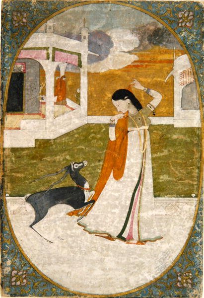Nayika con cervo, Punjab Hills da School Indian