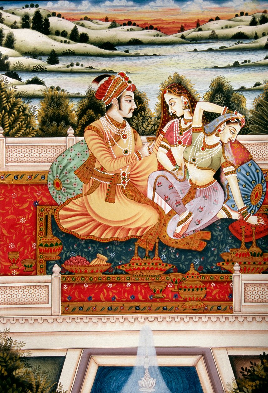 Imperatore Mughal con le Sue Mogli in Scena d