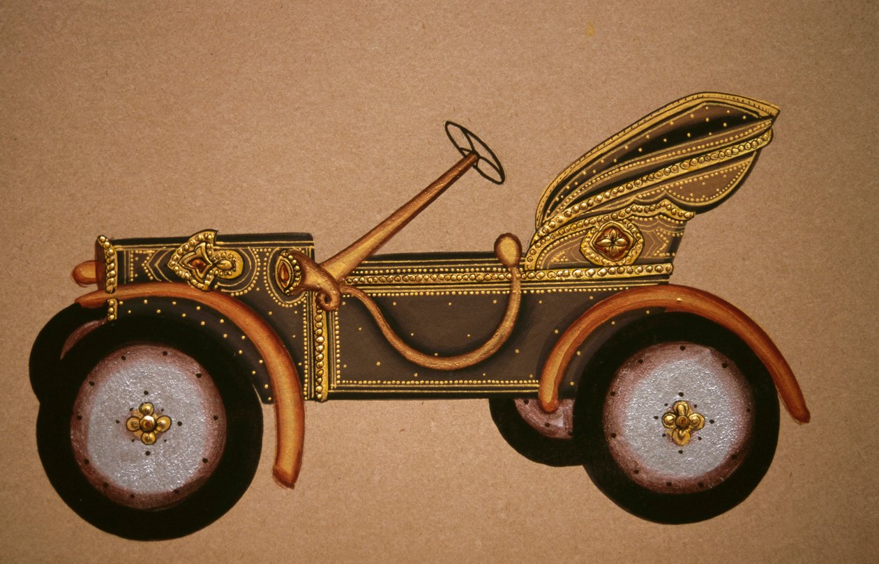 Dipinto di vecchio modello di carro reale, India da School Indian