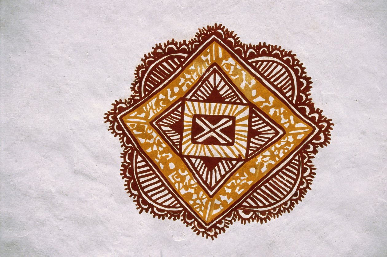 Pittura di Luoghi Mandna a Jawaly Kala Keuarra, Jaipur, Rajasthan da School Indian