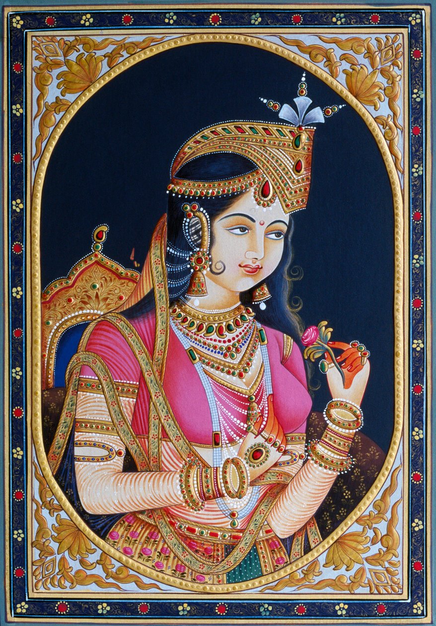 Ritratto di Mumtaz Mahal su Carta da School Indian
