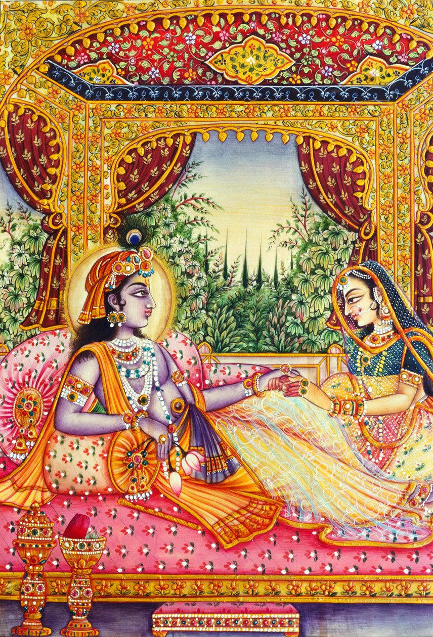 Miniatura di Radha Krishna su avorio da School Indian