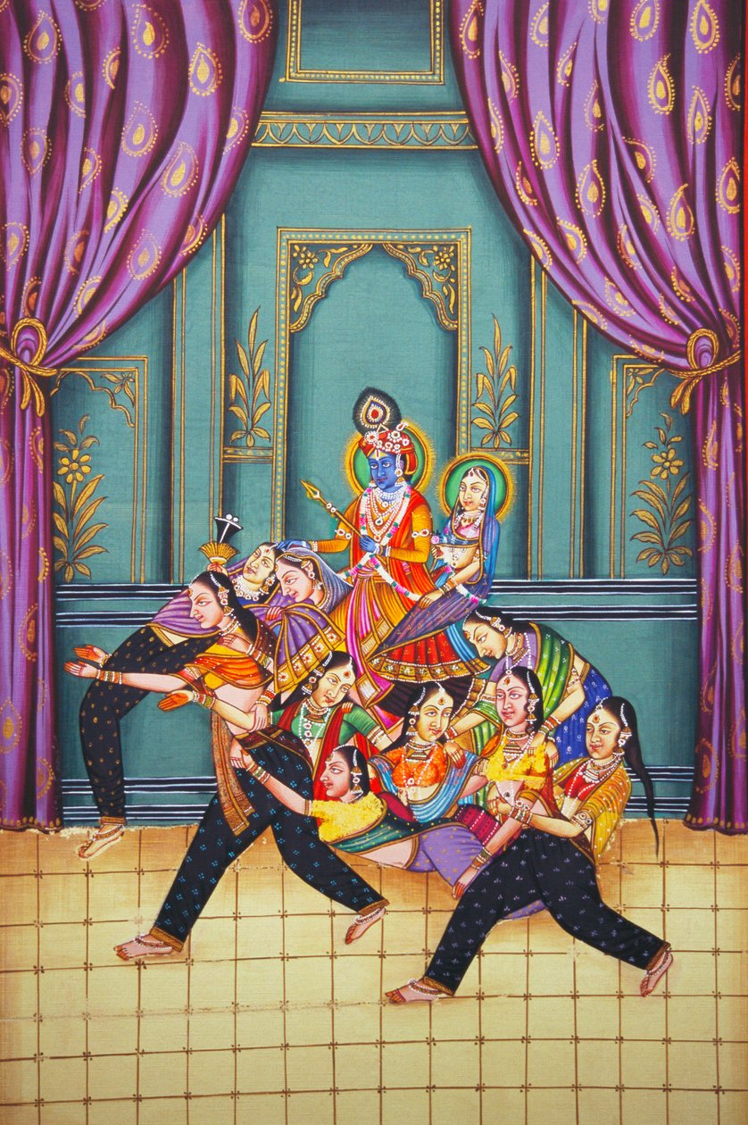 Radha Krishna con Sakhis da School Indian