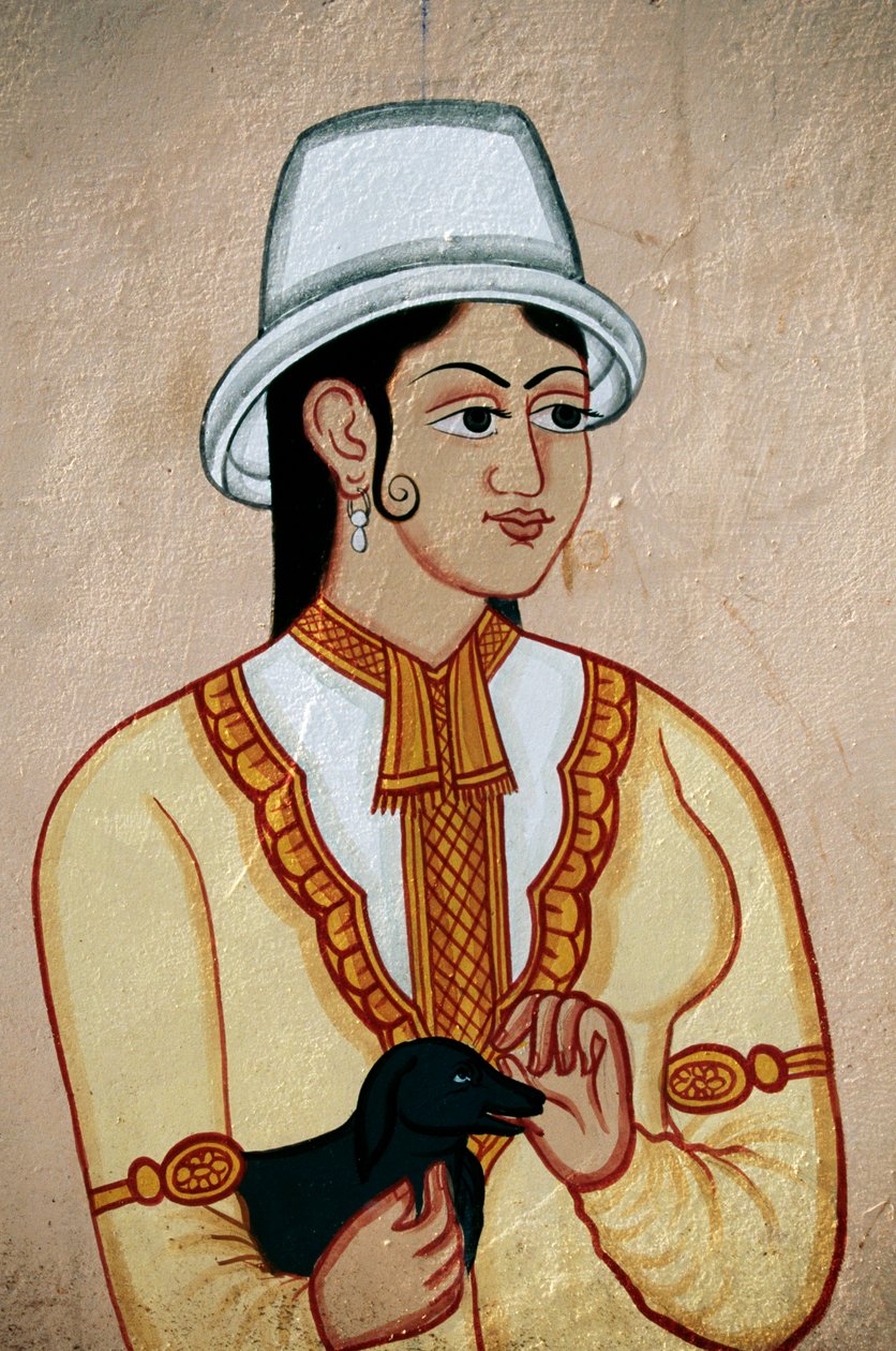 Signora Britannica con Cucciolo, Jaipur, Rajasthan, India da School Indian