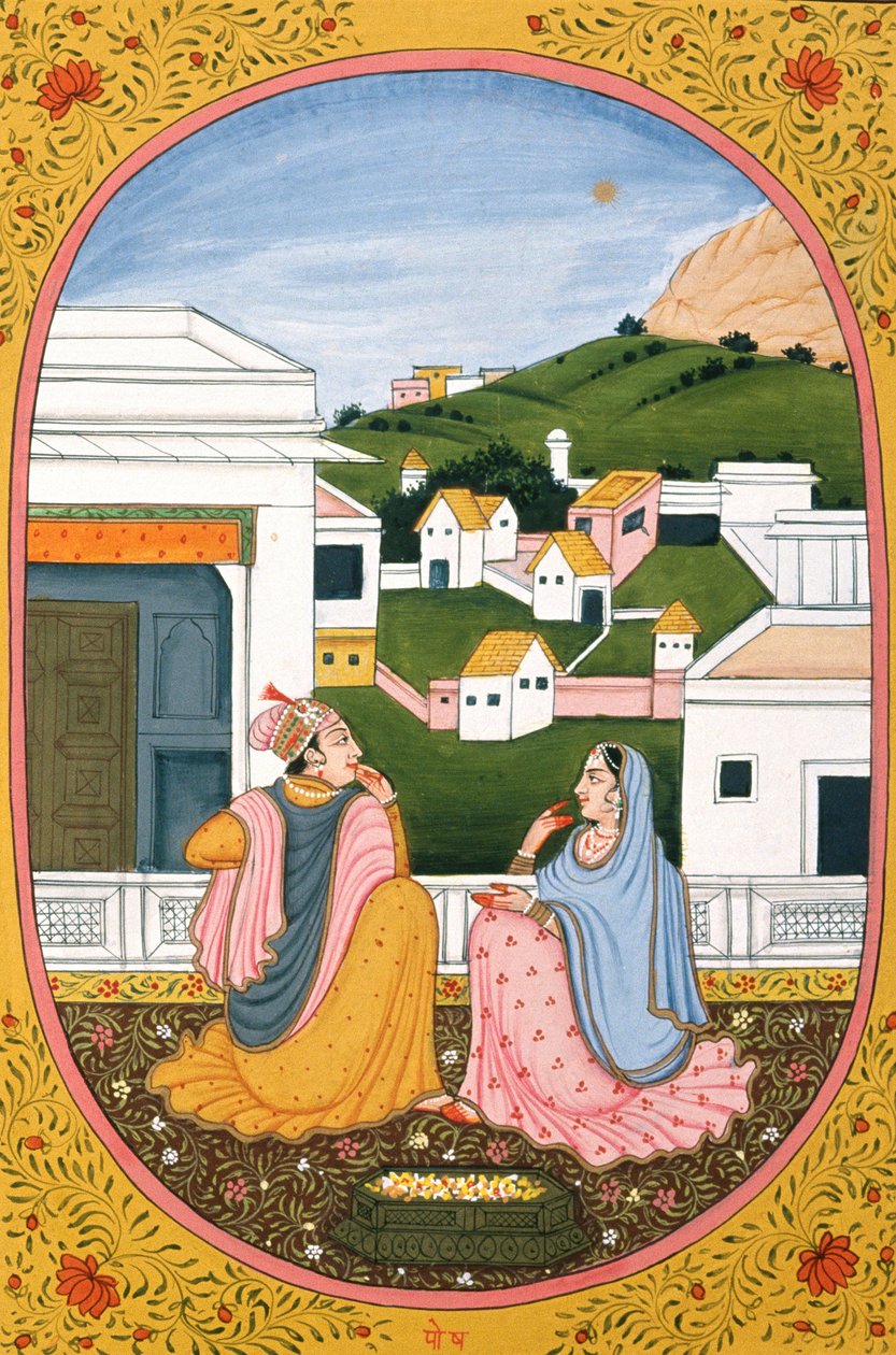 Immagine e dipinto del calendario annuale per un mese indù Paush, India da School Indian