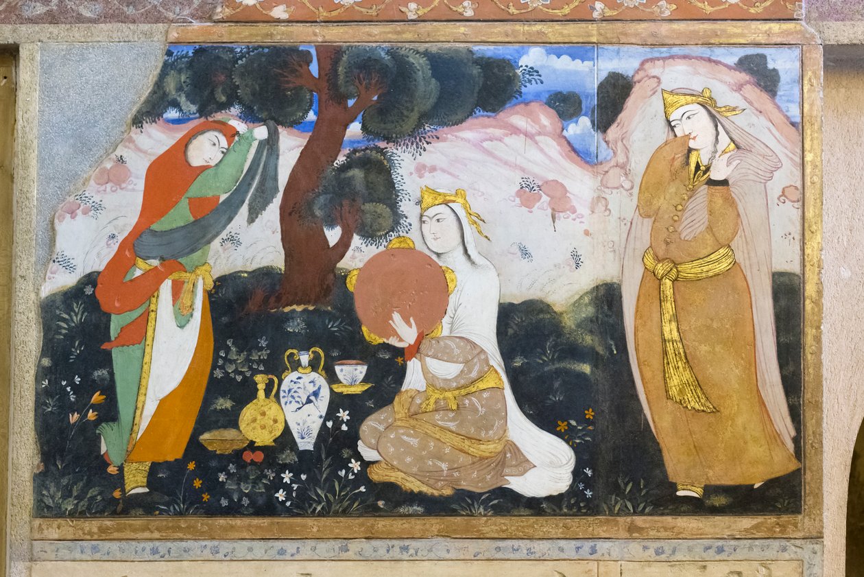 Affresco al palazzo Chehel Sotoun, Esfahan, Iran da School Iranian