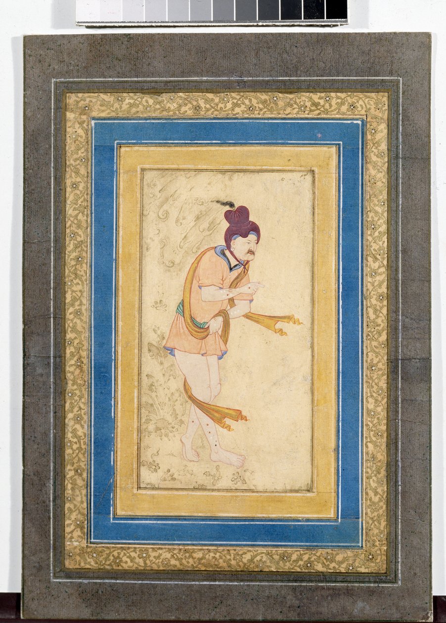 Ritratto di un maestro derviscio iraniano - Miniatura dipinta, acquerello, gouache e oro su cartone, inizio XVII secolo da School Iranian