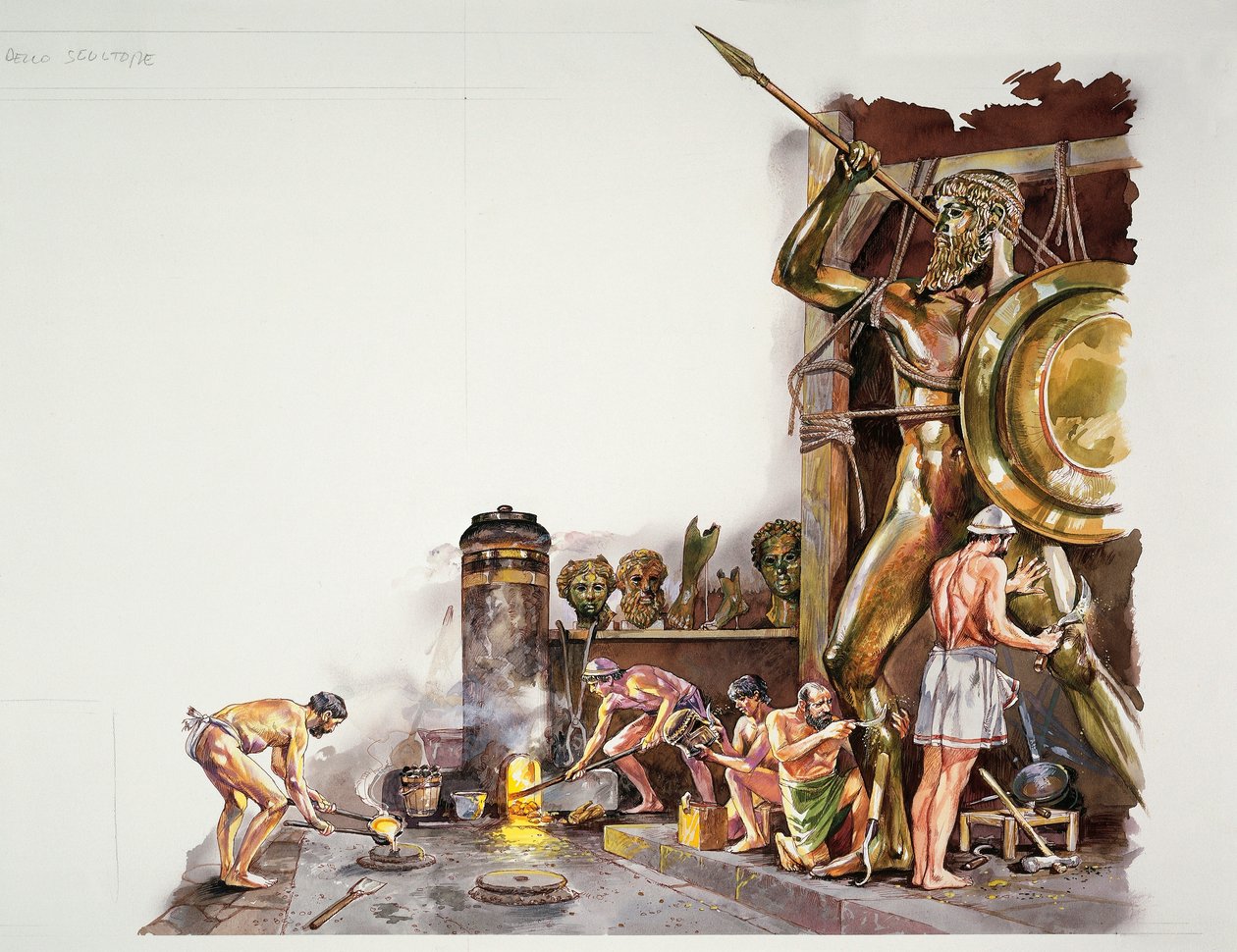 Antica Atene - ricostruzione di un laboratorio di scultura in bronzo da School Italian