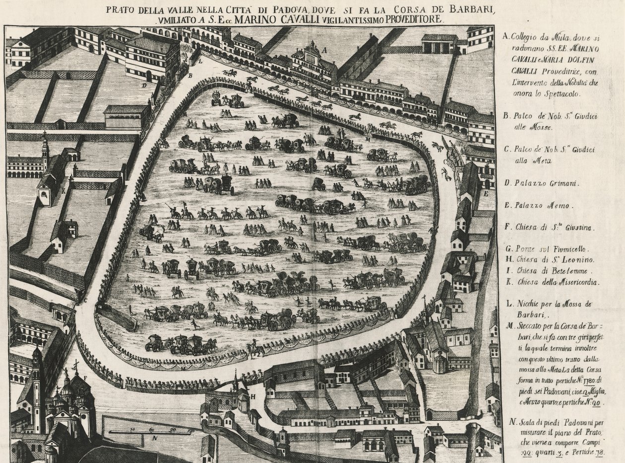 Antica disposizione di Prato della Valle, la piazza più grande di Padova, Italia da School Italian
