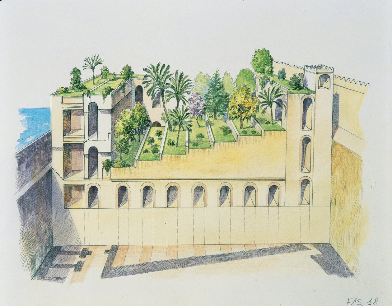 Palazzo di Nabucodonosor, Babilonia, con giardini pensili da School Italian