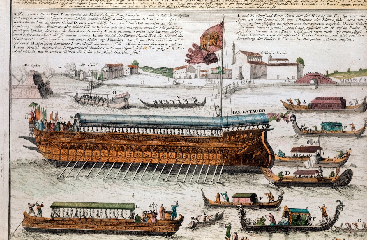 Vista della laguna di Venezia e del Bucintoro. Il giorno dell