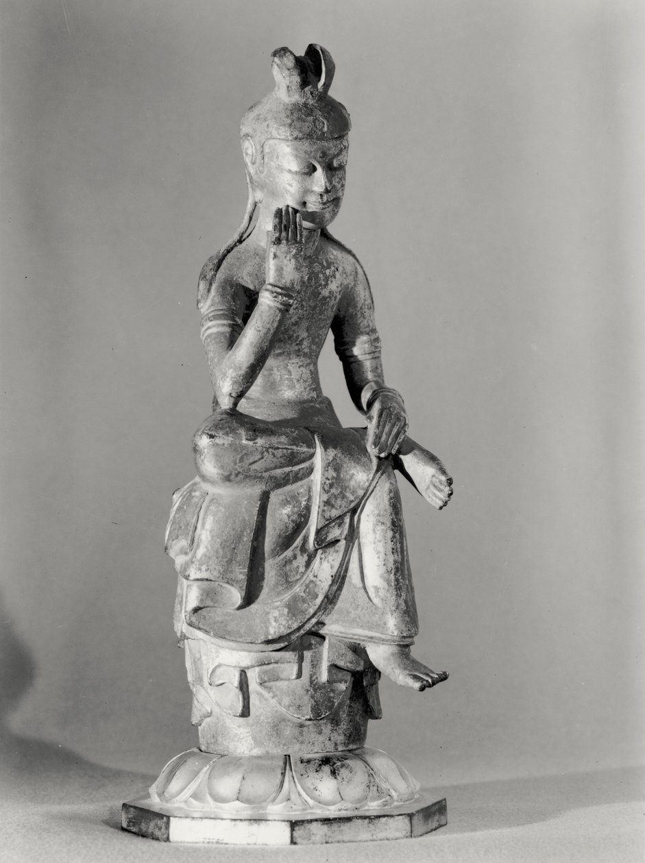 Bodhisattva seduto in posa meditativa, c.645-794 (bronzo dorato) da Japanese School