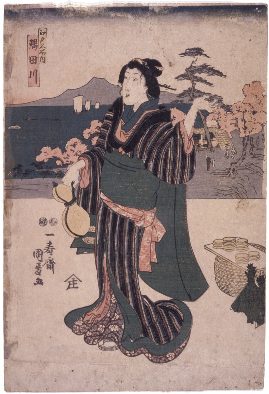 Edo Meisho Uchi: Sumidagawa (Donna con zucca) da School Japanese