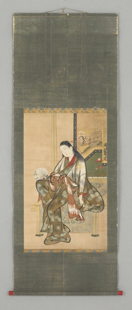 Signora seduta con ventaglio da Japanese School