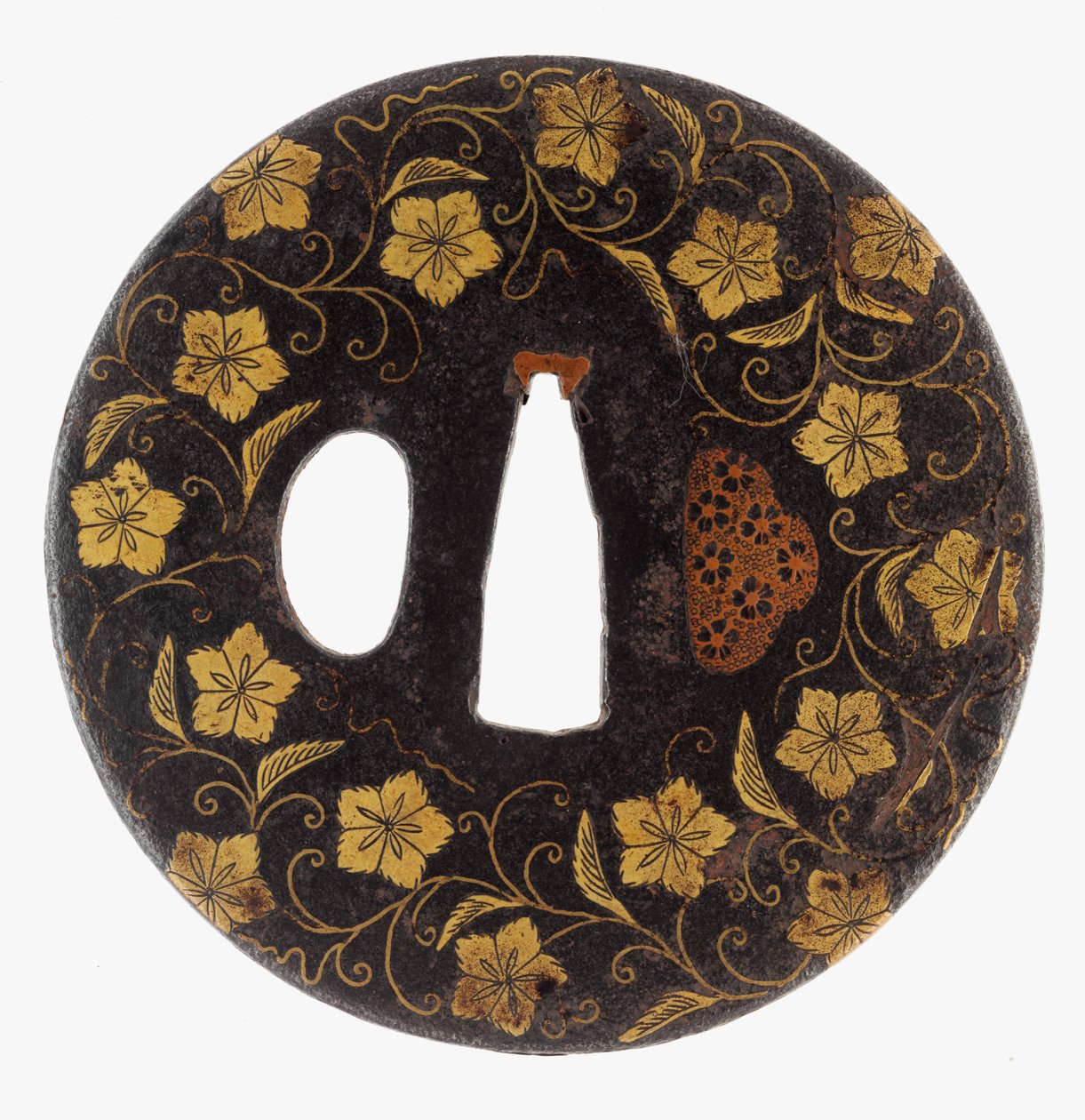 Tsuba: Pergamene floreali da School Kaga