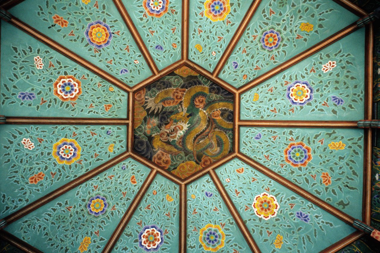 Il soffitto del tempio di Naksansa in Corea che raffigura un drago da School Korean
