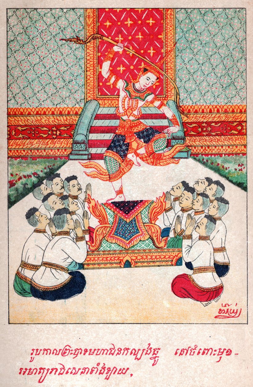 Mahajanaka Jataka (incisione, ca. 1910) da School Laotian