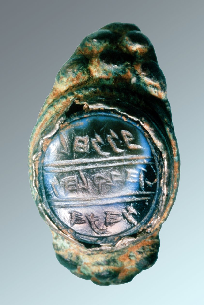 Anello sigillo di Hanan, figlio di Hilkiah il Sacerdote, VII secolo a.C. (metallo e pietra) da School Levantine