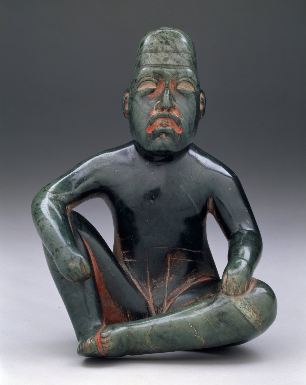 Figura seduta con ginocchio sollevato, Olmeca delle Highlands, San Martin Texmelucan da School Mexican