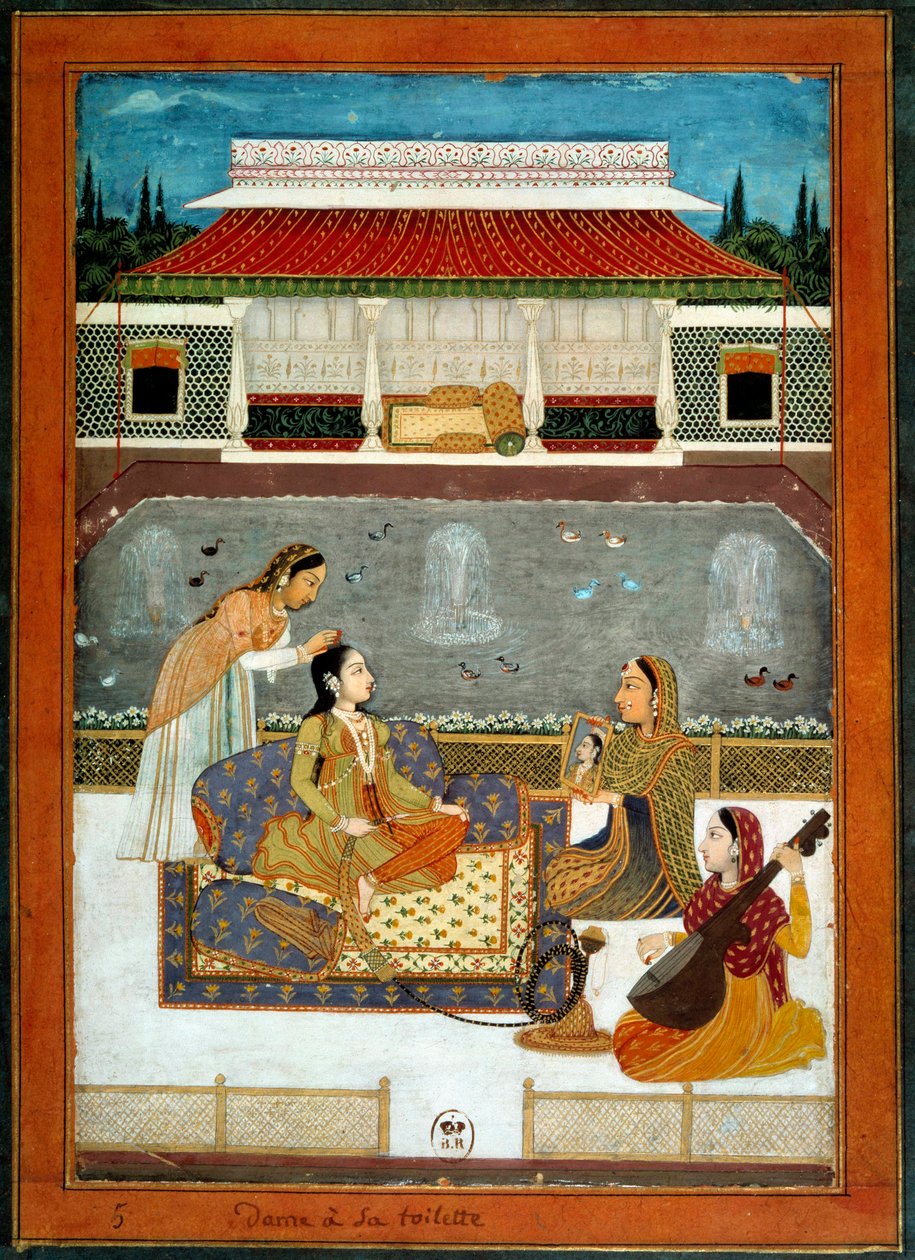 Una principessa indiana ha il suo miniaturista da School Mughal