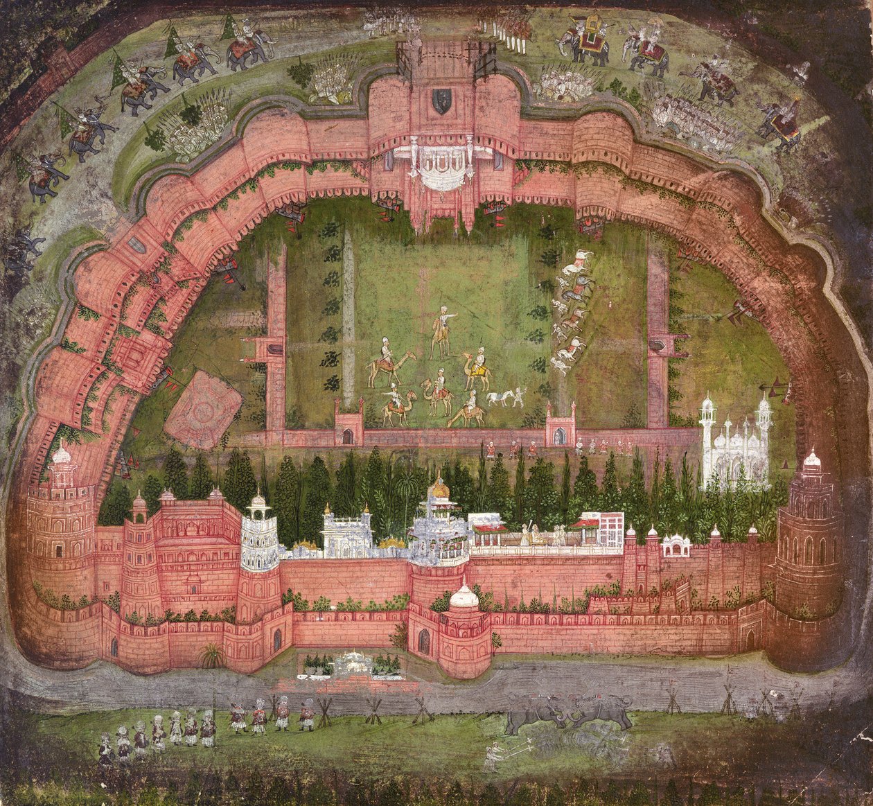 Il Forte Rosso, Agra, Johnson Album VII no.1 numerato 11, c.1750 da School Mughal
