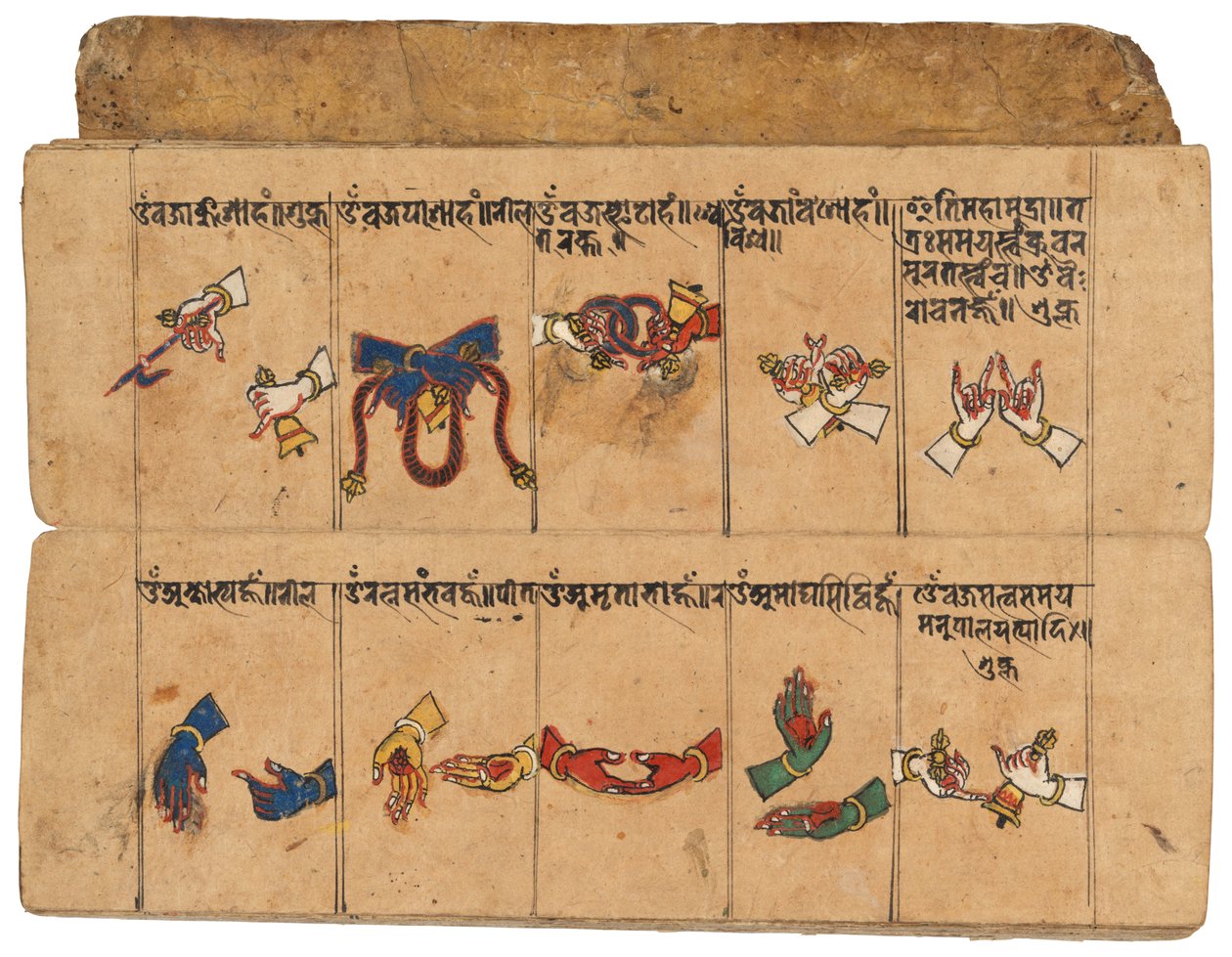 Un manoscritto Thyasapu con illustrazioni iconografiche di Mudra, Nepal da School Nepalese