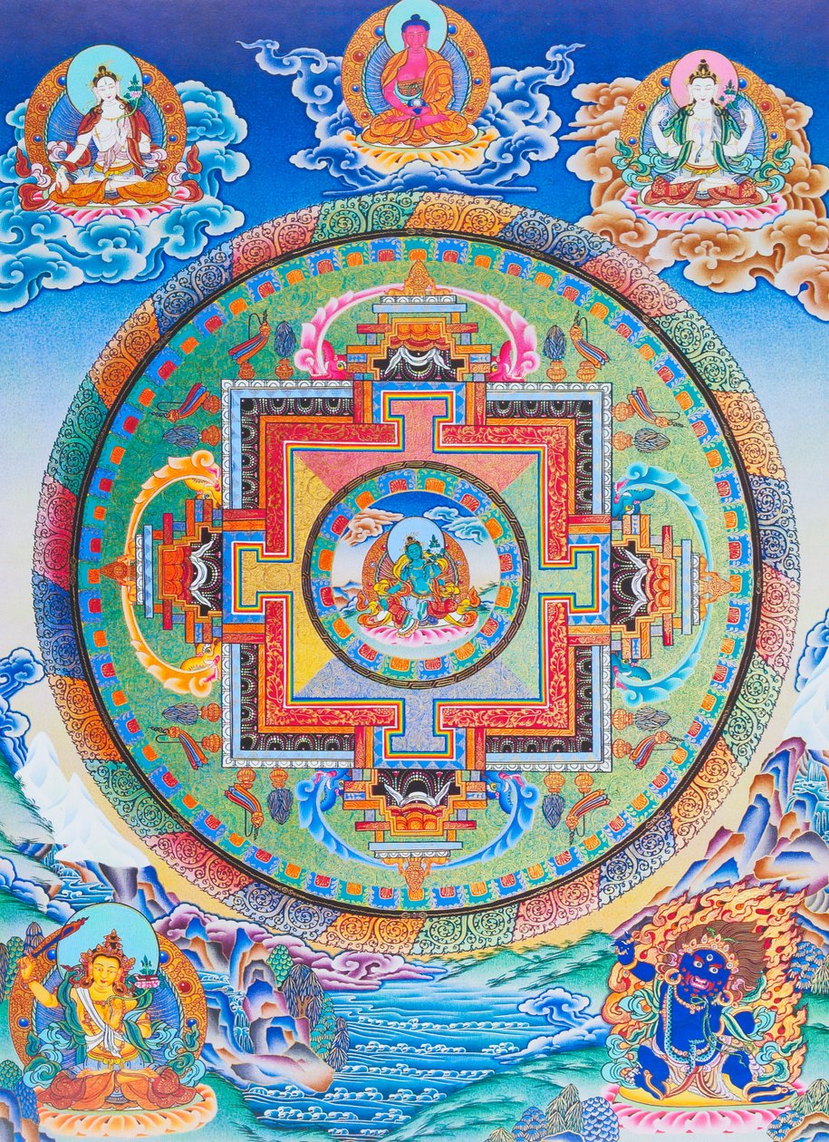 Mandala di Tara Verde che raffigura la protettrice materna da tutti i pericoli nell