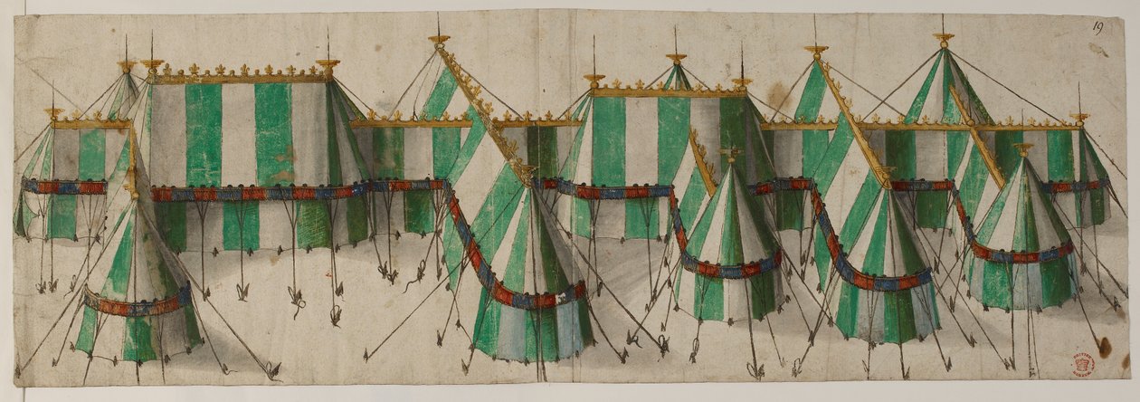 Progetto per un padiglione reale nei colori Tudor bianco e verde, detto per Enrico VIII al Campo del Drappo d