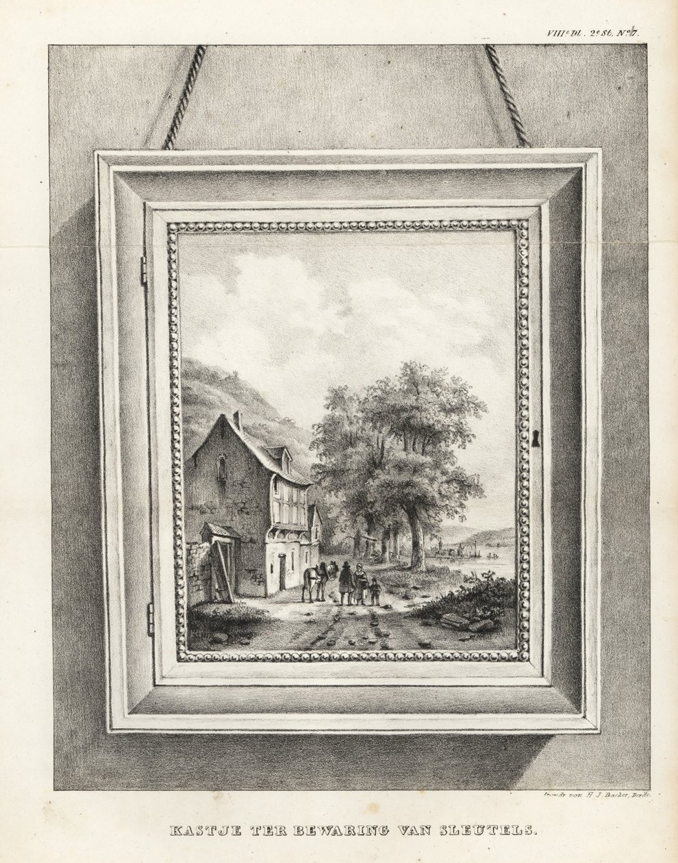 Armadio per la conservazione delle chiavi nascosto in una cornice con paesaggio da School Netherlandish