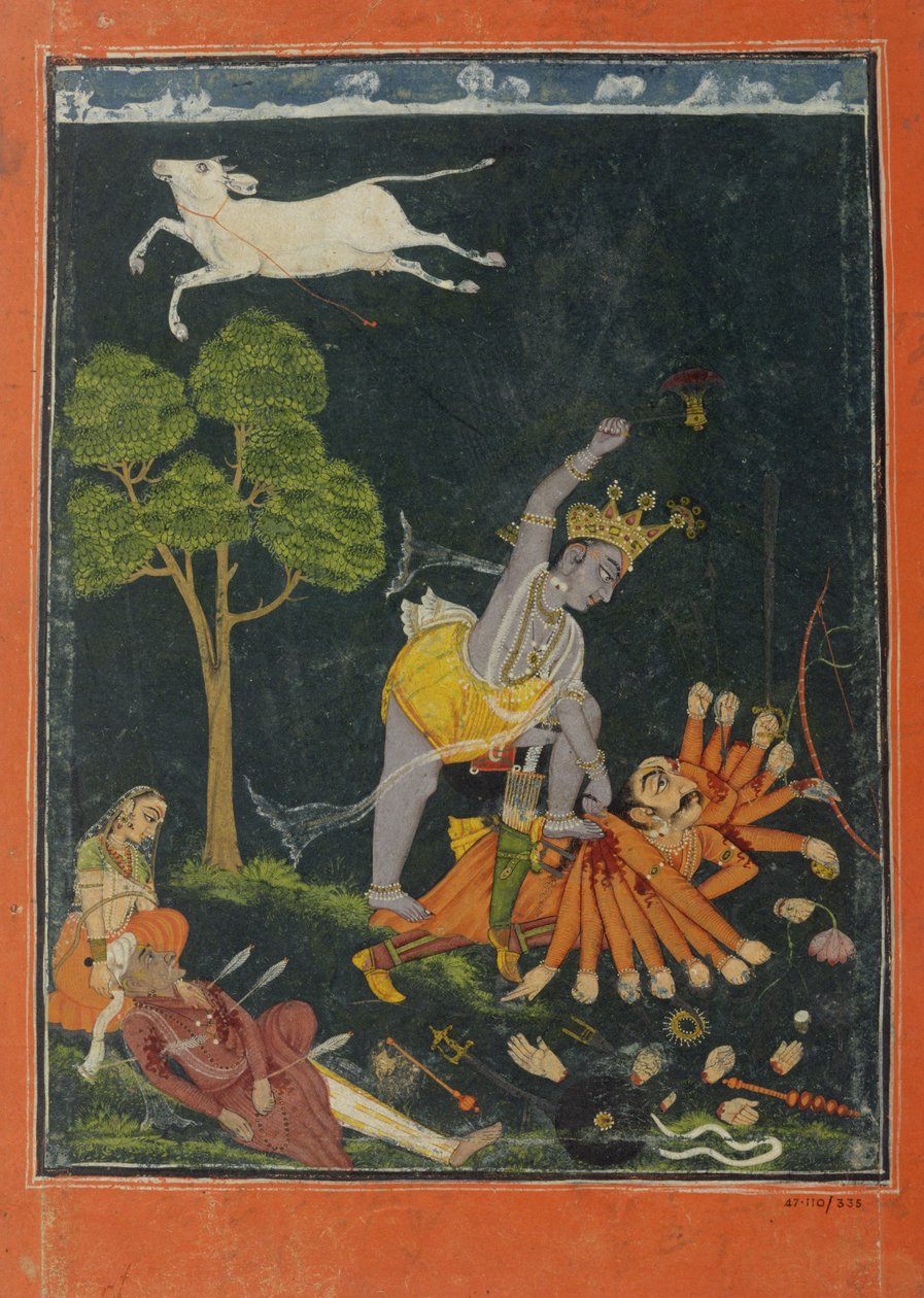 Parasurama che uccide Karttavirya Arjuna, Chamba o Bilaspur, Himachal Pradesh, 1750-60 ca. da School Pahari