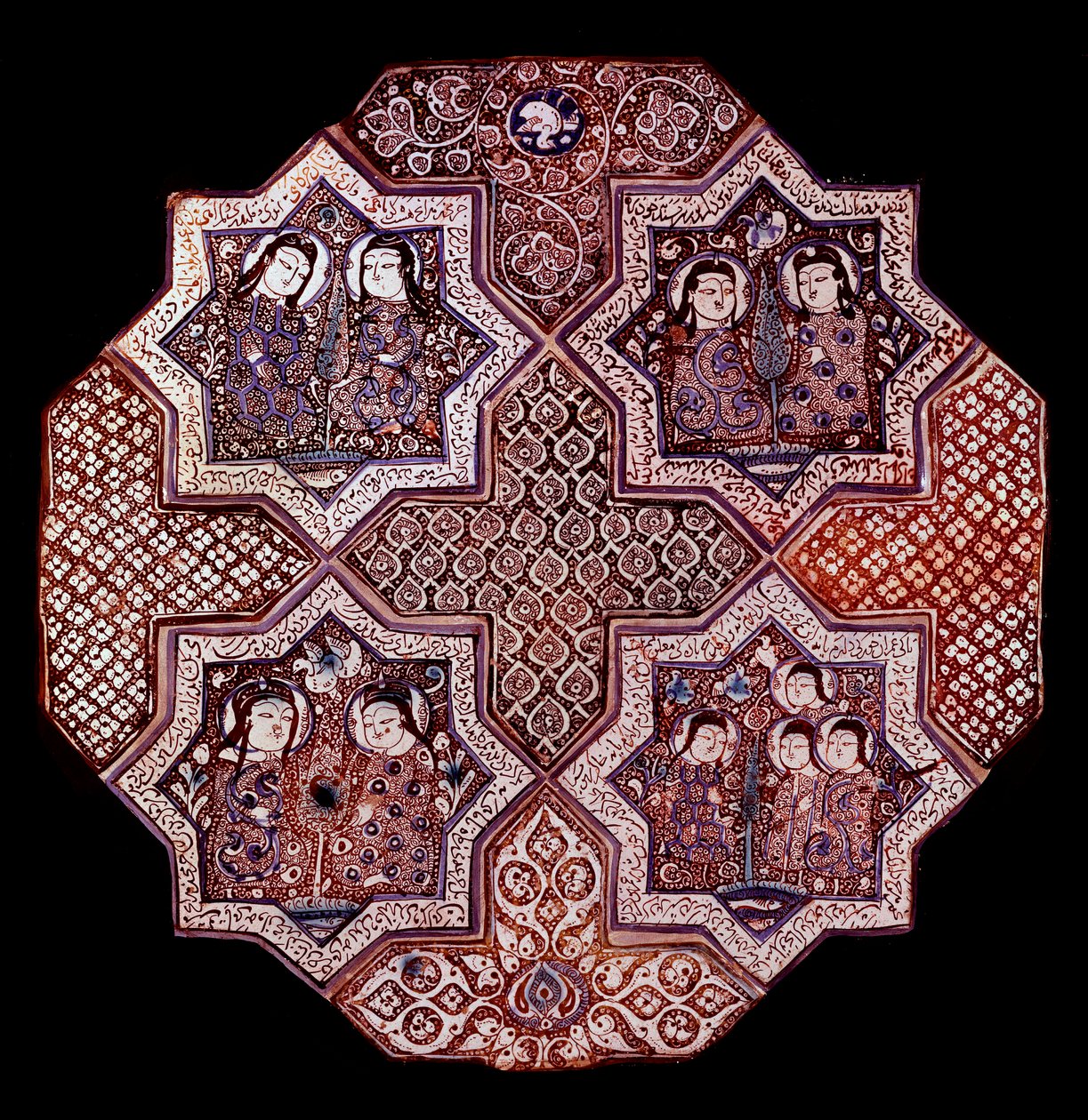 Arte persiana: frammento di un pannello di maiolica murale, da Damghan da School Persian