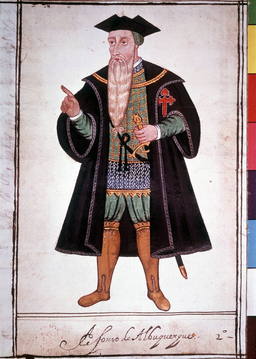 Ritratto di Alfonso de Albuquerque (1453 - 1515). Manoscritto portoghese del XV secolo da School Portuguese