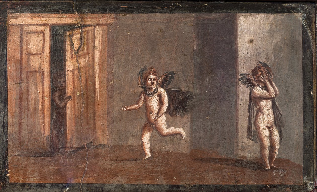 Cupidi che giocano a nascondino, Ercolano da School Roman